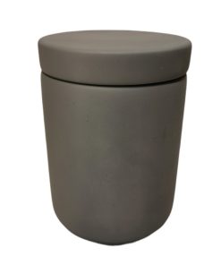 POT A COTON ET COUVERCLE ANNEKA ASPECT CIMENT GRIS FONCE 8 X 11.5 CM
