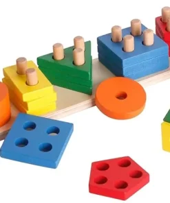 5 tours à empiler en bois coloré